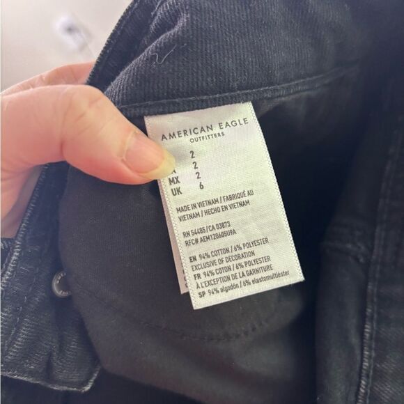 American Eagle Outfitters 2 Black high waisted denim Mini Skirt Casual Night Out - Picture 3 of 3